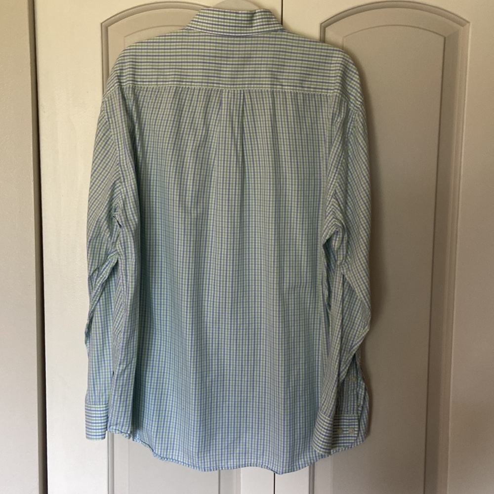 Men’s Alan Flusser small plaid green and blue button down, Size XL, Lightweight - Picture 7 of 17
